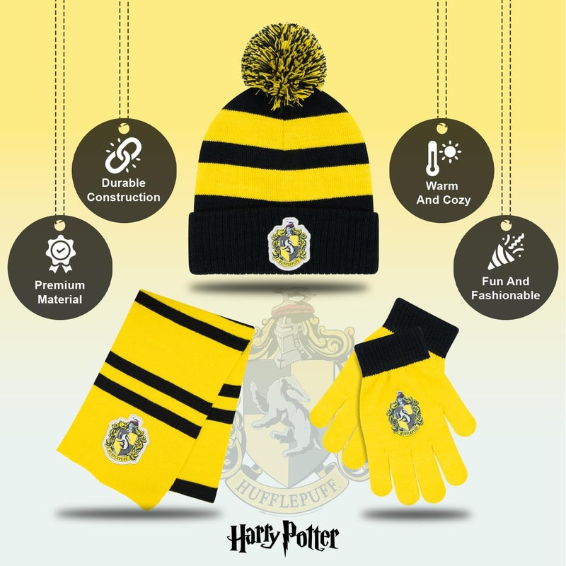 Harry Potter قبعة شتوية وقفازات مع مجموعة، غريفندور، سليذرين، هافلباف، رافينكلو، مجموعة شتوية للأطفال من 5 إلى 13 سنة - Image 3